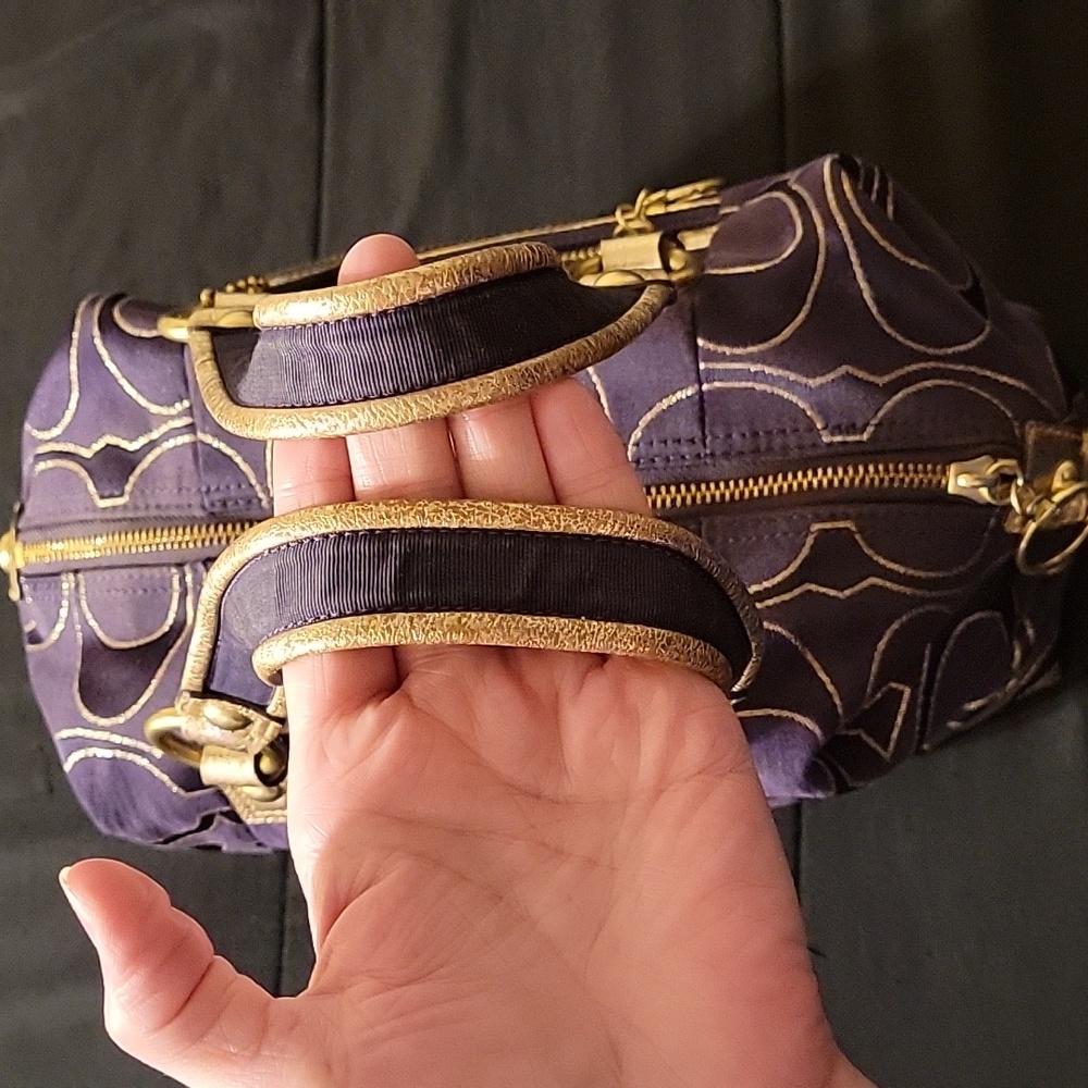 Coach Poppy Purple and Gold Metalic Satchel Purse - Picture 8 of 17
